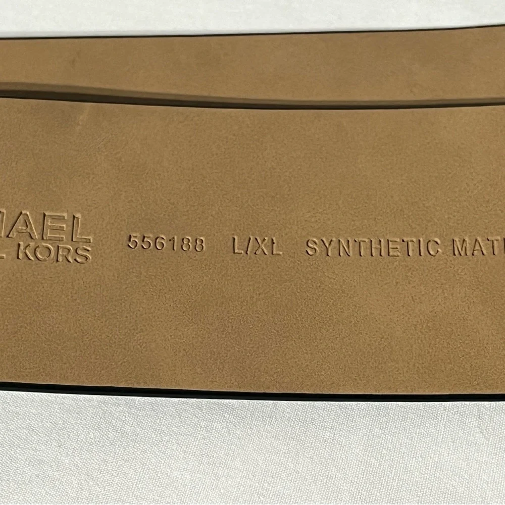 MICHAEL KORS Signature Wide Elastic Belt Black Gray Logo Brand